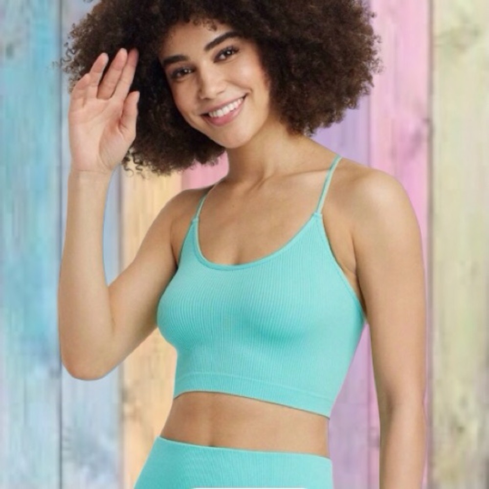 Colsie Aqua Green Ribbed Brami Crop Tank Top NWOT